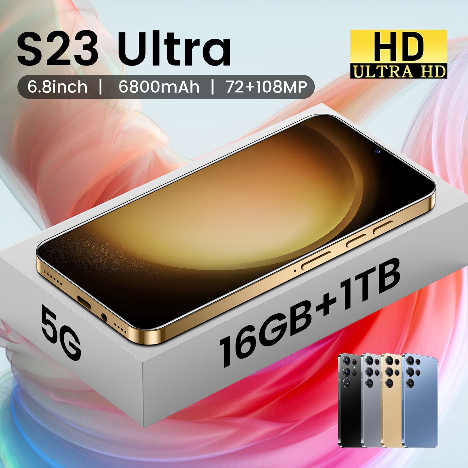 2024 S23 Ultra High Quality 5G Smartphone 5000 mah 78MP+108MP 16GB+1TB Android 14 Low Price Mobile Phone with 3G 4G Features